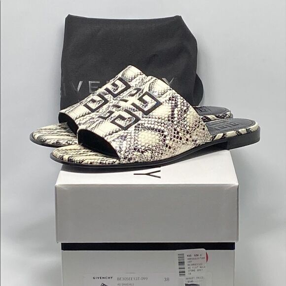 Givenchy 4G Snake Embossed Leather Sandals size 38 - Picture 9 of 11